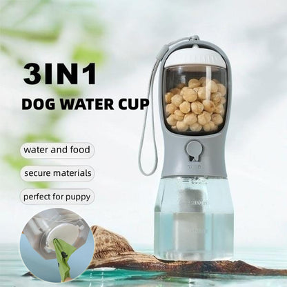 Fournitures pour animaux de compagnie Chien Tasse d'eau potable Sac à ordures Trois-en-un Portable Petites tasses multifonctionnelles pour animaux de compagnie